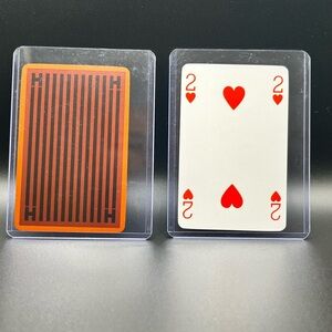 🚨 Rare Hermes Orange & Black 2 Of Hearts Playing Card In Protective Sleeve